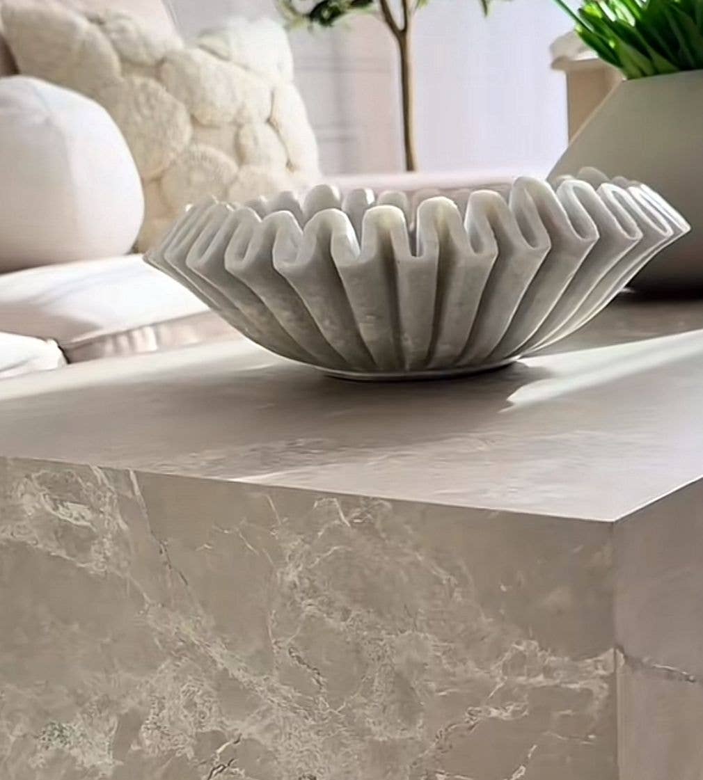 Large Decorative Bowl in White Resin