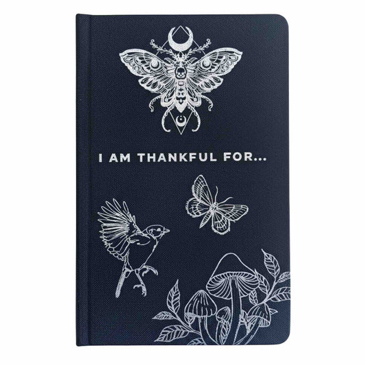 Black Gratitude Journal med 120 sidor och silverdetaljer.
