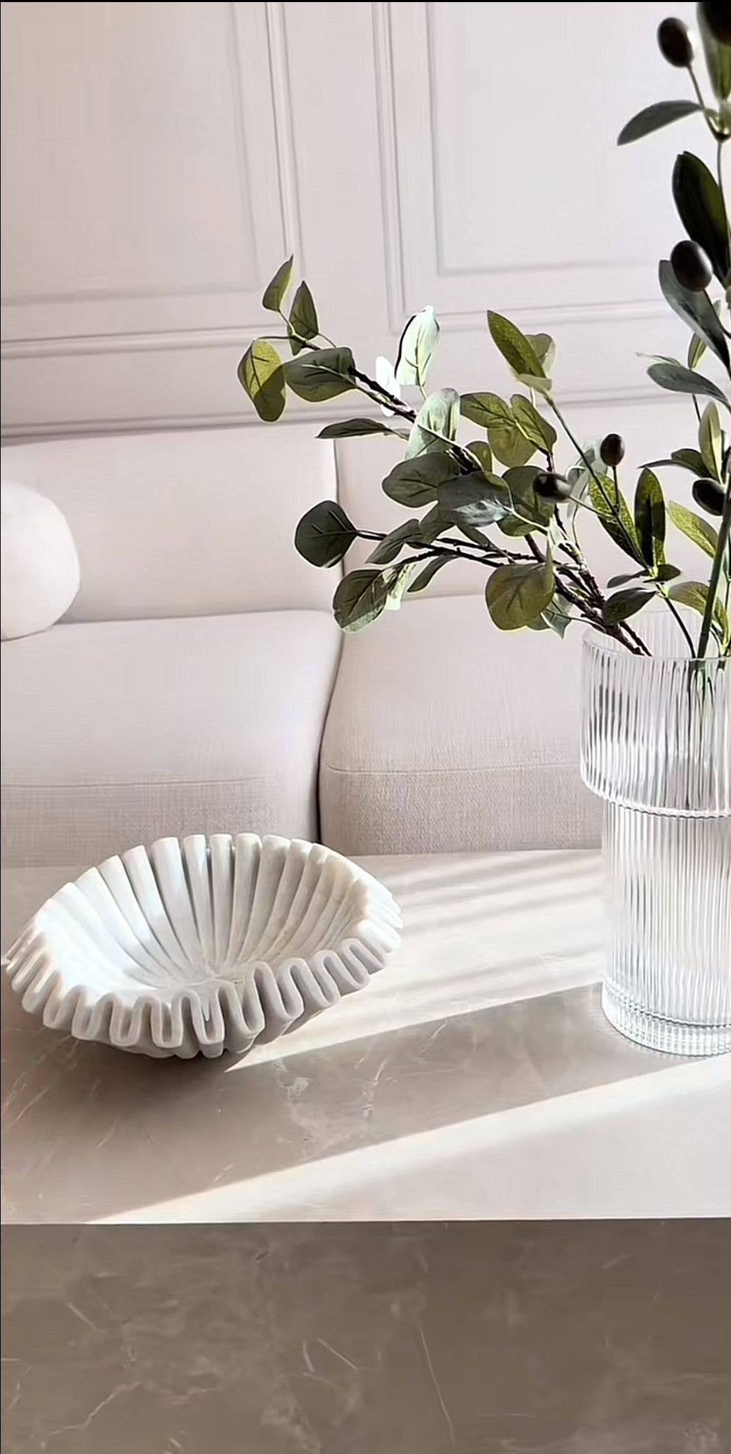 Large Decorative Bowl in White Resin