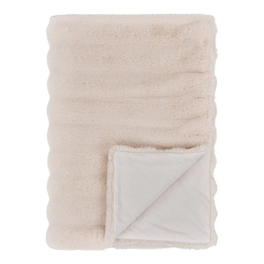 Vit Galena pläd i fuskpäls 130x180 cm, vikt