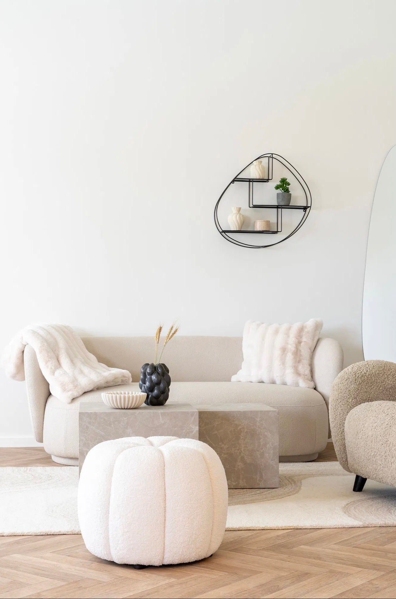 Galena pläd i vit konstpäls, 130x180 cm