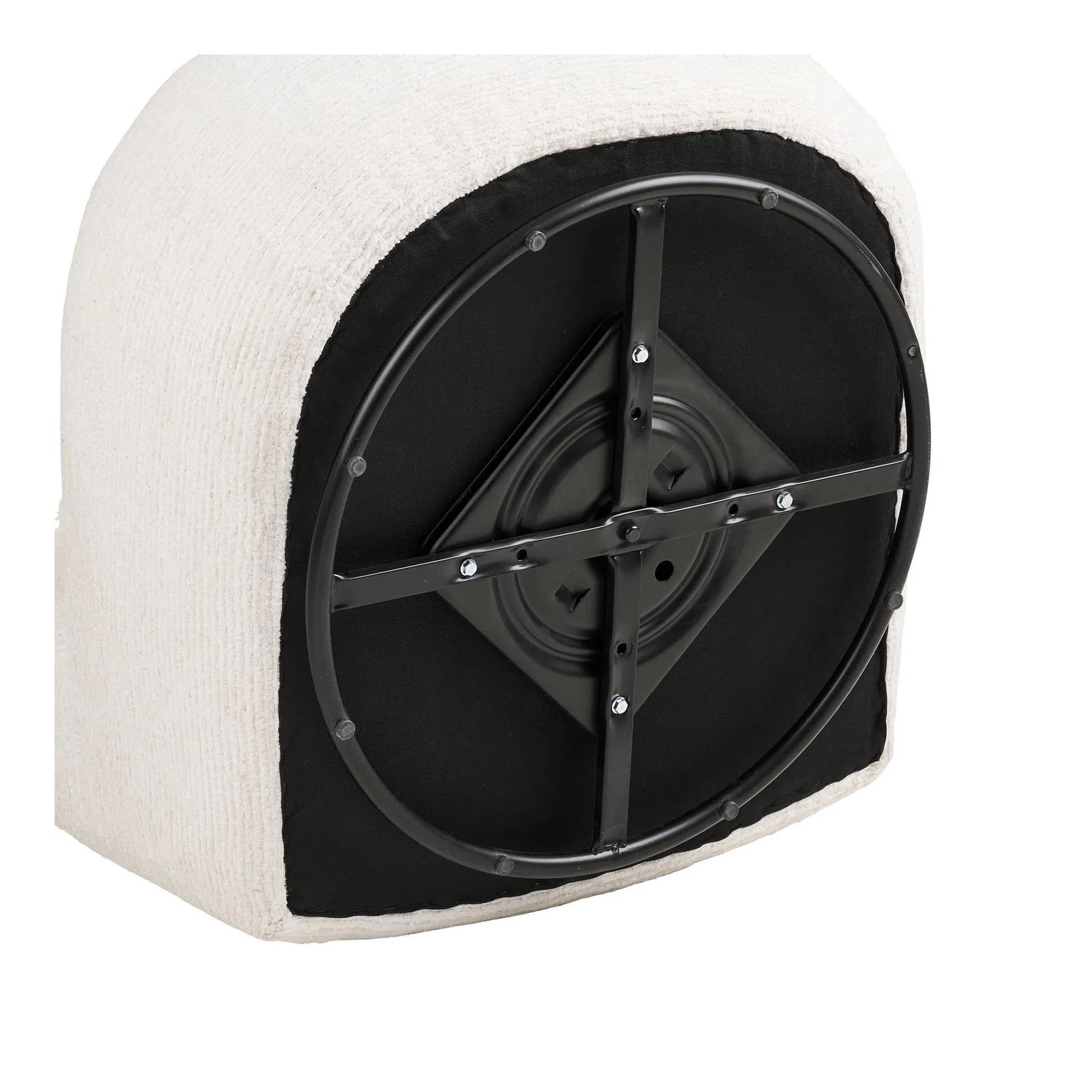 Milo Loungefåtölj i off-white, under. Med svängfunktion