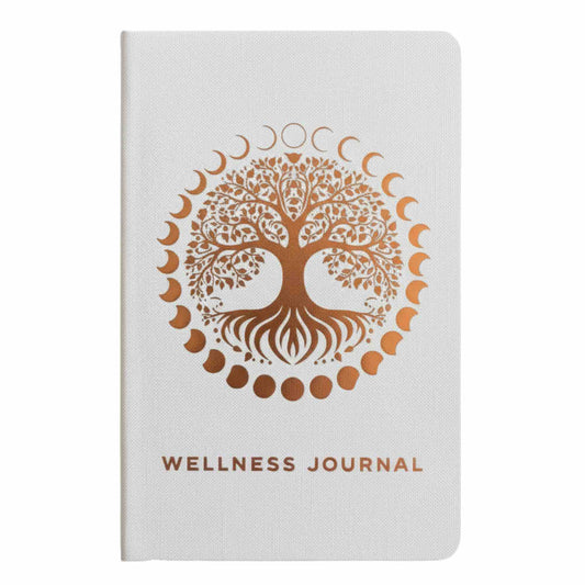 White Wellness Journal med 120 sidor och roséguld Tree of Life-design.